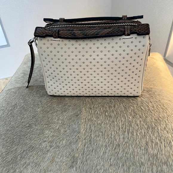 TOD'S Leather and Phyton Gommino Studded Logo Box Crossbody Bag - Picture 5 of 14